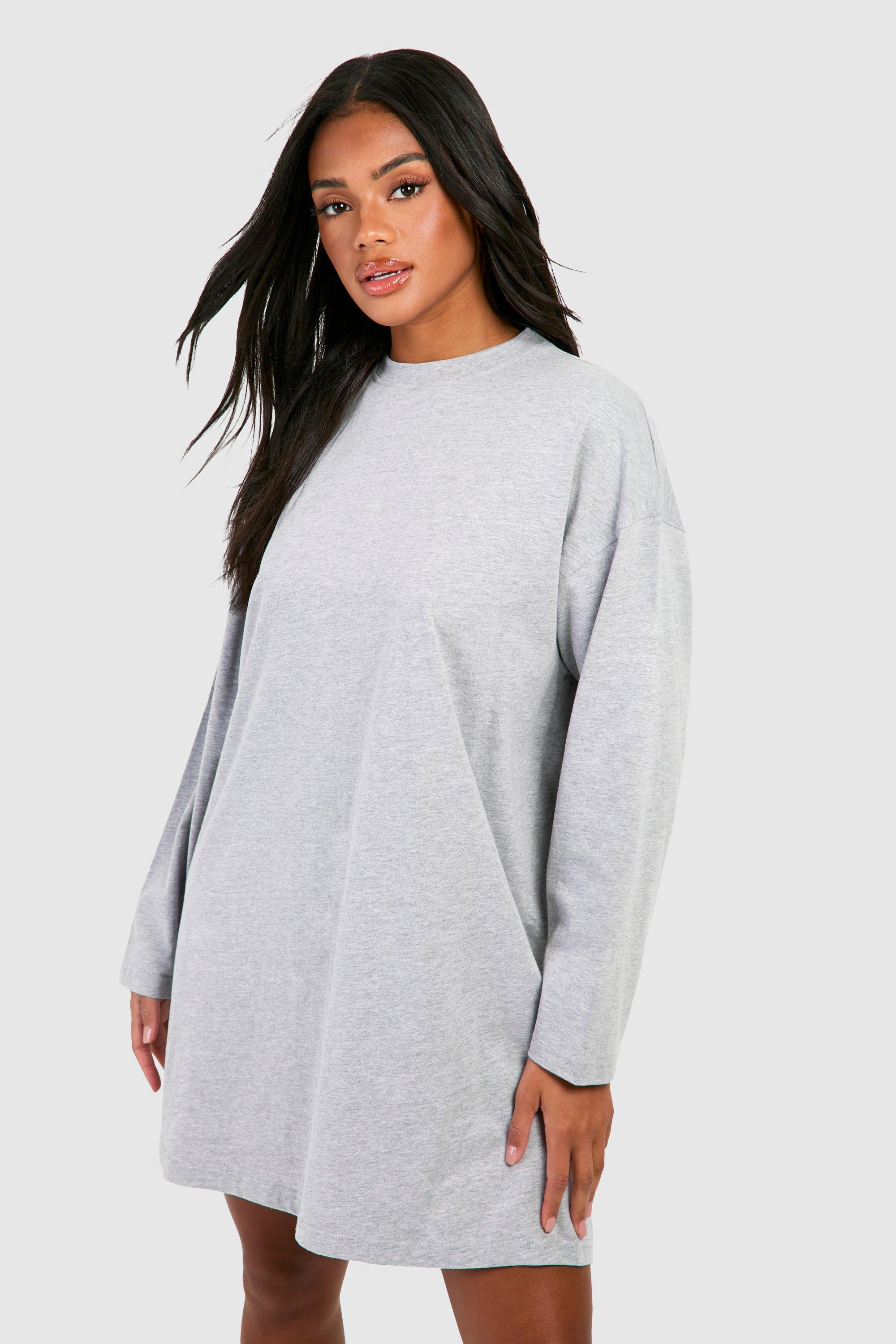 Long Sleeve Jersey Knit T Shirt Dress boohoo USA